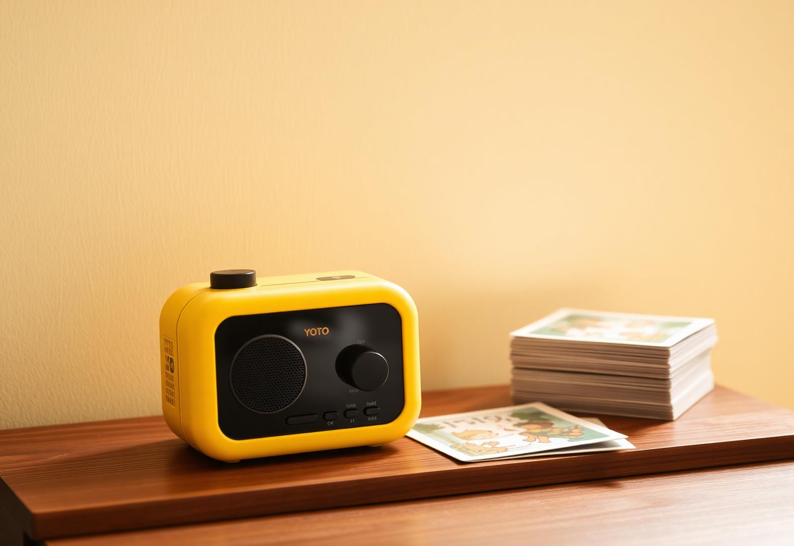 A Yoto audio player with cards